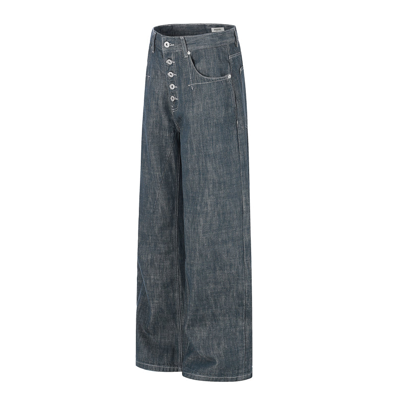 Button Jeans | Straight Wide