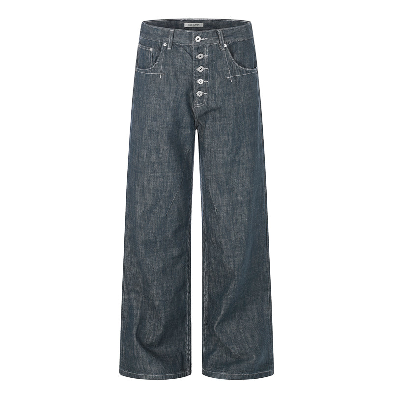 Button Jeans | Straight Wide