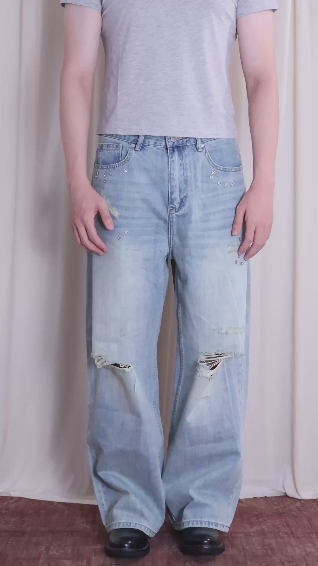 Distressed Jeans｜Straight-Wide